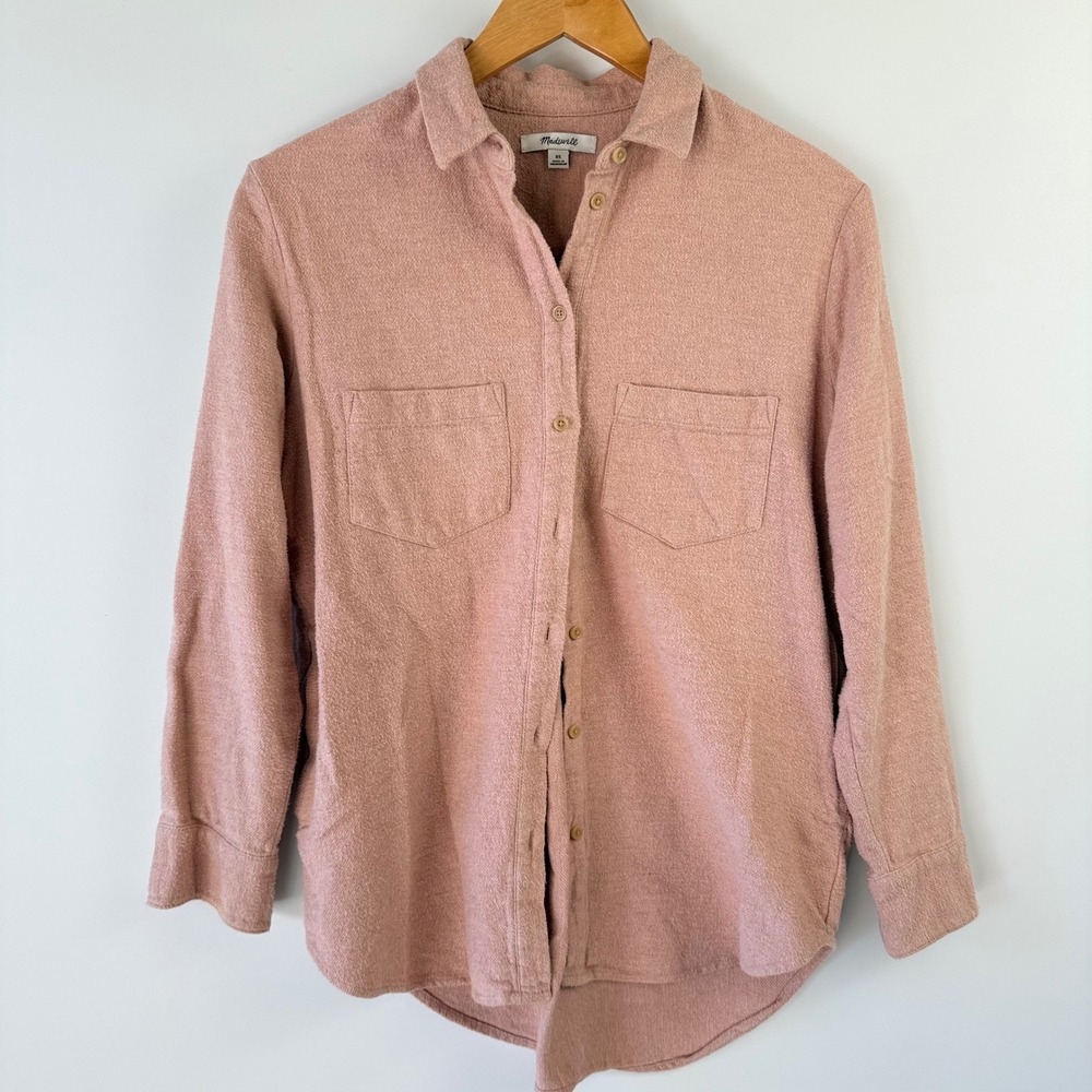 Madewell Flannel Sunday Shirt Rose Pink Button Down Pockets Size XS